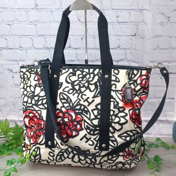 Coach Poppy Flower Graffiti Large Tote - Picture 1 of 15
